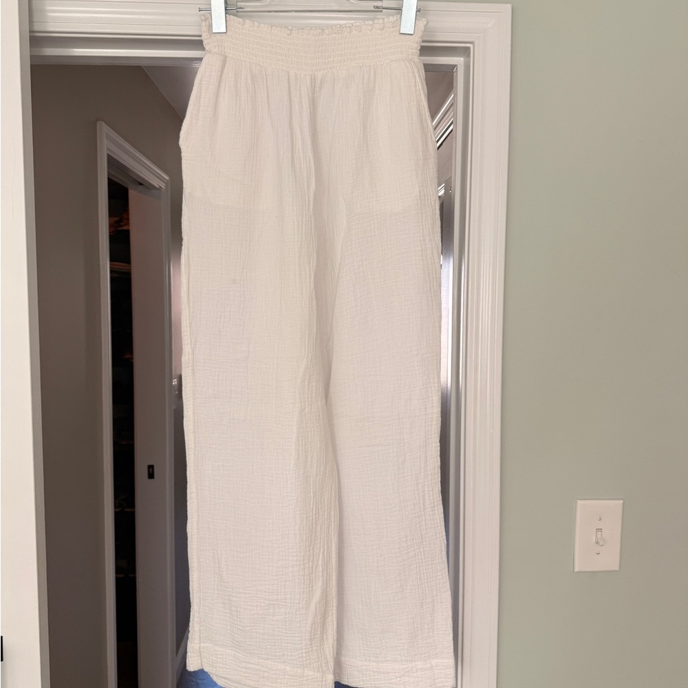 White wide leg lounge pants
